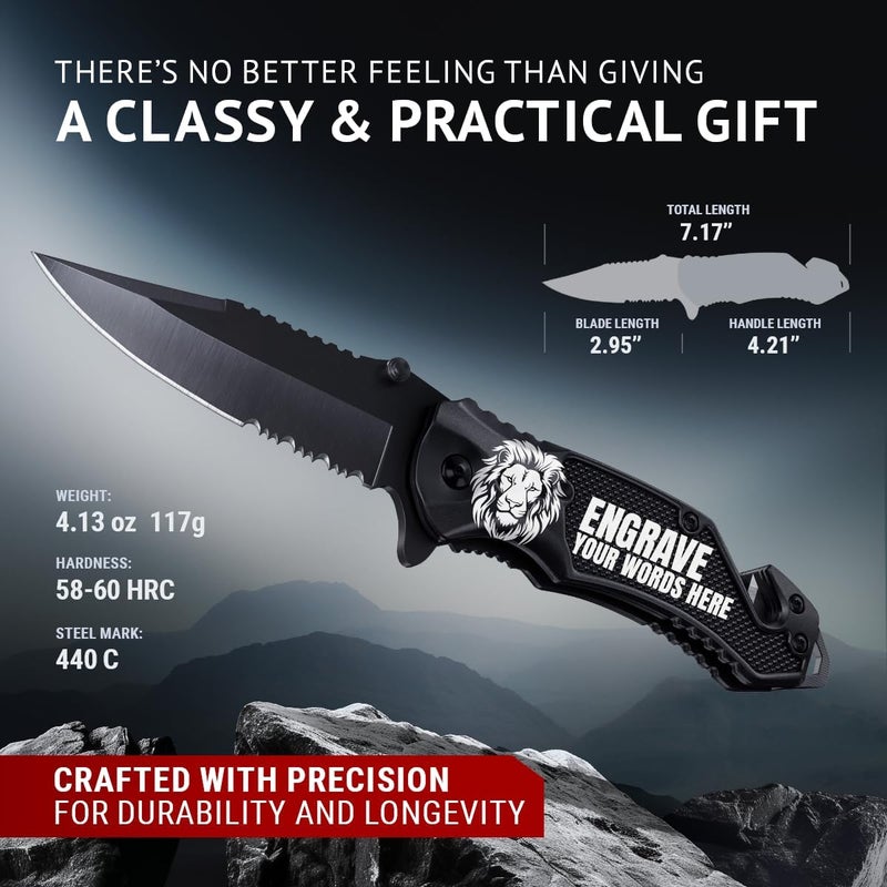 GOOD WORKER Legal Pocket Knife with 2.95” Serrated Blade, Glass Breaker, Seat Belt Cutter - EDC Sharp Folding Knives with Portable Clip - Small Tool for Tactical Camping Survival Hiking - Gifts for Men, Women - Image 5